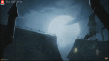 a screen shot of a video game called the gif war with a full moon in the background