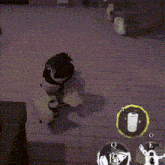 a person is standing on a brick floor in a video game with the number 15 in the circle