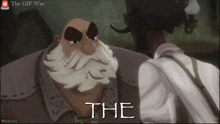 a cartoon of a man with a beard and the word the