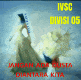 a painting of a woman in a long dress with the words jangan ada dusta diantara kita