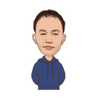 a cartoon of a man wearing a blue hoodie and ear buds