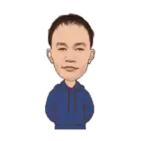 a cartoon of a man wearing a blue hoodie and ear buds