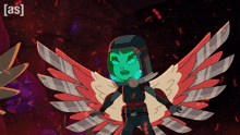 a cartoon character with wings and a helmet that says [ as ] on it