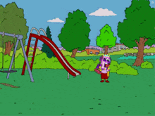 a cartoon of a person standing in front of a slide
