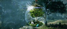 a glass ball with a tree inside of it .