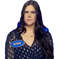 a woman has a name tag that says alyssa