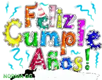 a colorful sign that says feliz cumple anos on a white background