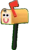 a cartoon mailbox with a red arrow pointing to it