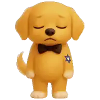 a cartoon dog with a bow tie and a blue star on his chest