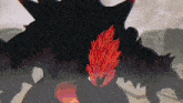 a cartoon drawing of a monster with a red haired head