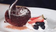 dessert chocolate cake lava cake presentation