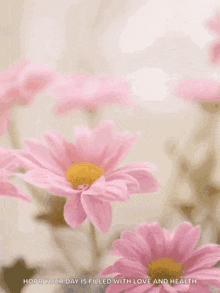a mother 's day card with pink daisies and the words happy mother 's