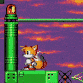 a pixel art of a fox holding a sword in a video game