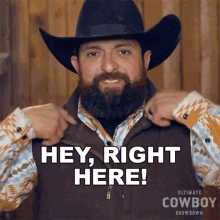 Hey Right Here Eddie Peña GIF - Hey Right Here Eddie Peña Ultimate Cowboy Showdown GIFs