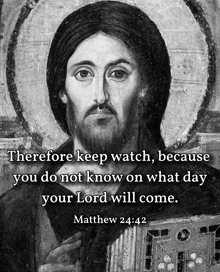 a painting of jesus with a quote from matthew
