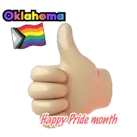 a hand giving a thumbs up with oklahoma written on the bottom