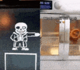 a picture of a skeleton dancing next to a picture of a fryer .