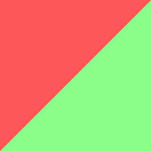 a red and green background with pandas eating food