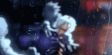 a blurry picture of a person standing in the rain with a ghost behind them .