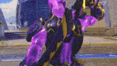 a video game character with a purple glowing body