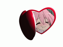 a heart shaped mirror with a girl on it