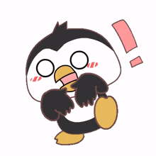 cute penguin shocked exclamation mark screaming