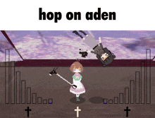 a picture of a video game with the words hop on aden above it