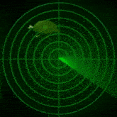 a green radar screen shows a green sheep in the middle