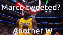 a picture of a basketball player with the words marco tweeted another w on the bottom