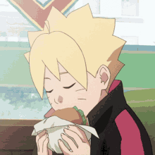 boruto sleeping eating burger anime