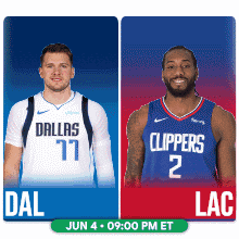 a basketball game between dallas and clippers is scheduled for june 4 at 9:00 pm et