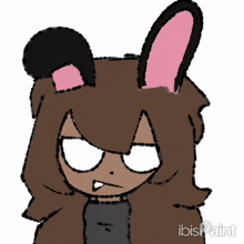 a drawing of a girl with bunny ears and ibis paint written below her