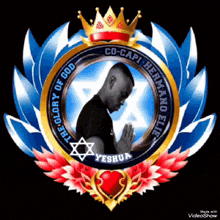 a logo for the glory of god with a man praying