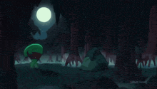 a cartoon of a monster in a forest with the words adult swim on the bottom