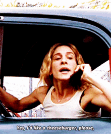Sex And The City Carrie Bradshaw GIF - Sex And The City Carrie Bradshaw Yes Id Like A Cheeseburger Please GIFs