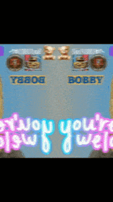 a sign that says bobby on it with a blue background