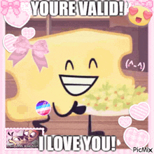 a picture of a cartoon character saying you 're valid i love you