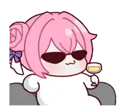 a cartoon of a girl wearing sunglasses and holding a glass
