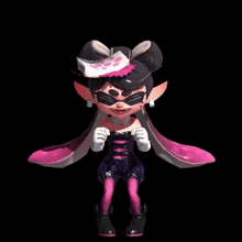 a cartoon character is wearing a purple dress and pink stockings