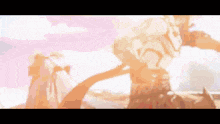 a blurred image of a person standing in front of a mountain in a video game .