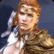 a woman is wearing a crown and holding a sword .