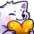 a cartoon dog is holding a yellow heart in its paws .