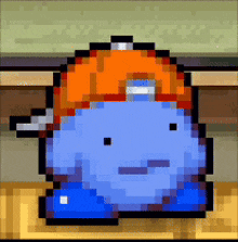 a pixel art drawing of a person wearing a hat