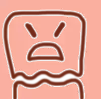 a cartoon drawing of an angry face with a tear coming out of it 's mouth