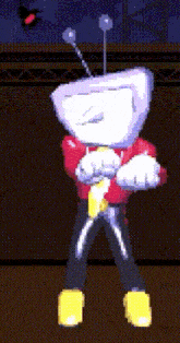 a cartoon character with a tv head and antennas on his head