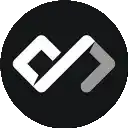 a black circle with a white l and j on it .