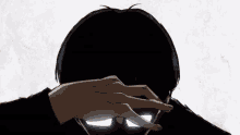 a person covering their face with their hand in a cartoon style