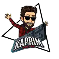 a kaprim gaming logo with a man in sunglasses