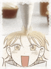 a drawing of a girl with a cone on top of her head