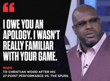 a man with glasses and a quote that says i owe you an apology i wasn t really familiar with your game